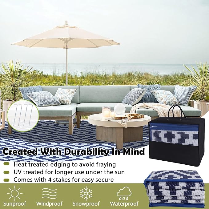 SAND MINE Reversible Mats, Plastic Straw Rug, Modern Area Rug, Large Floor Mat - Image 4