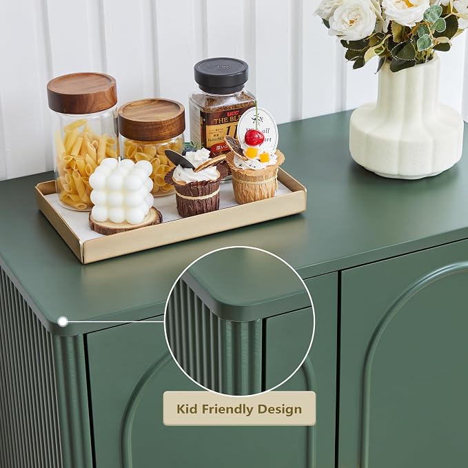 ORRD Fluted Storage Cabinet, Modern Credenza Wooden Accent Sideboard Buffet - Image 5