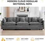 111'' Sectional Cloud Deep Seat Couch, Modern Comfy Chenille Modular Sectional - Image 6