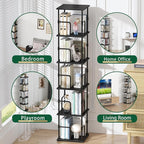 5-Tier Rotating Bookshelf, Freestanding Corner Bookshelf Industrial Style - Image 5