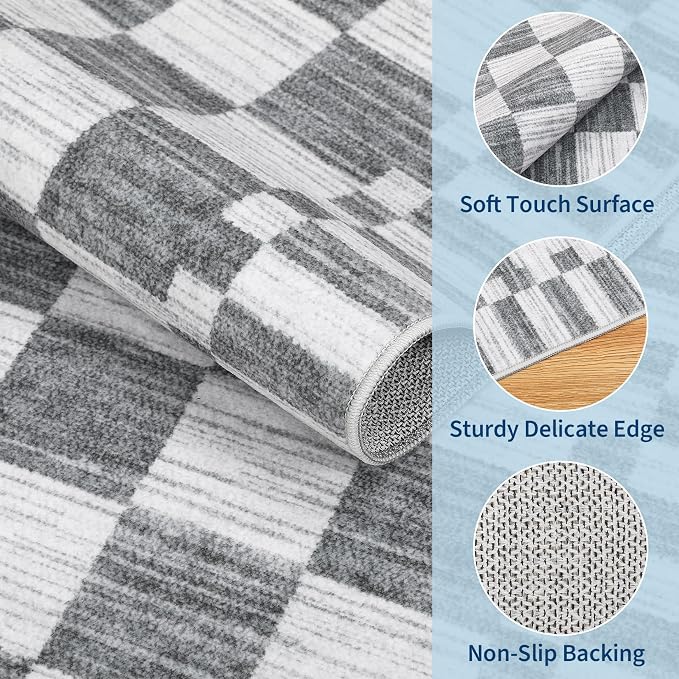 GarveeHome 2x8 Checkered Kitchen Runner Rug - Image 6