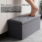 43 inch Storage Ottoman Bench, Folding Storage Bench Ottoman, - Image 6
