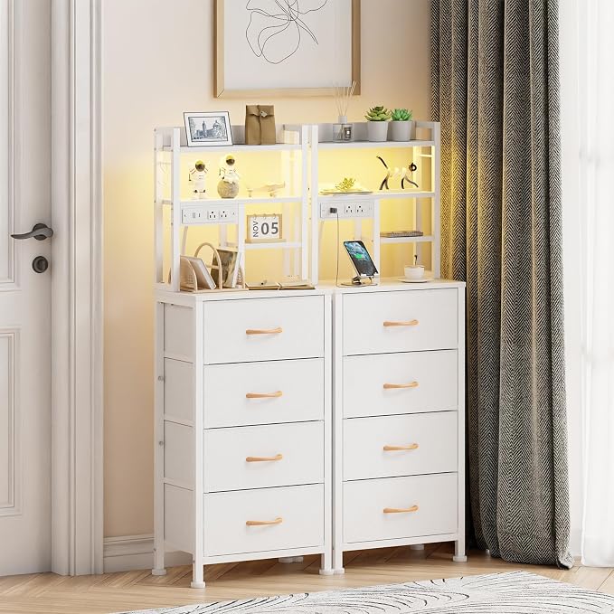Furnulem Tall Night Stand, 52.1 Inch LED Nightstand - Image 8