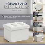 Ornavo Home Small Storage Ottoman, Foldable Collapsible Rectangle Linen Ottoman - Image 3