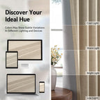 100% Blackout Linen Textured Curtains 90 Inch Long, Natural Flax | 100% - Image 8