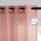 NICETOWN Living Room Coral Pink Sheer Curtains 96 inch Length, Grommet Airy - Image 2