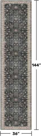 Black Boho Washable 3x12 Extra Long Runner Rug - Image 2
