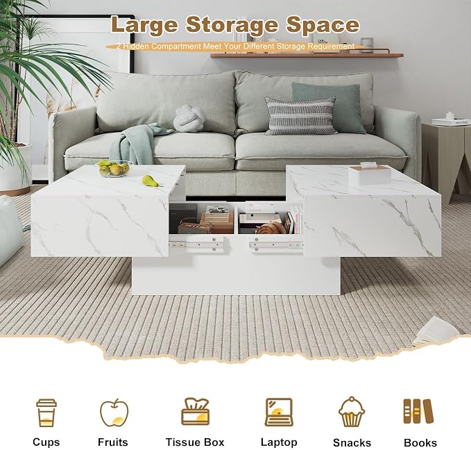 HedoAjim White Marble Coffee Table - Image 4