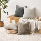 MIULEE Soft Decorative Chenille Euro Pillow Covers Neutral 26x26 Pack of 4 | - Image 4