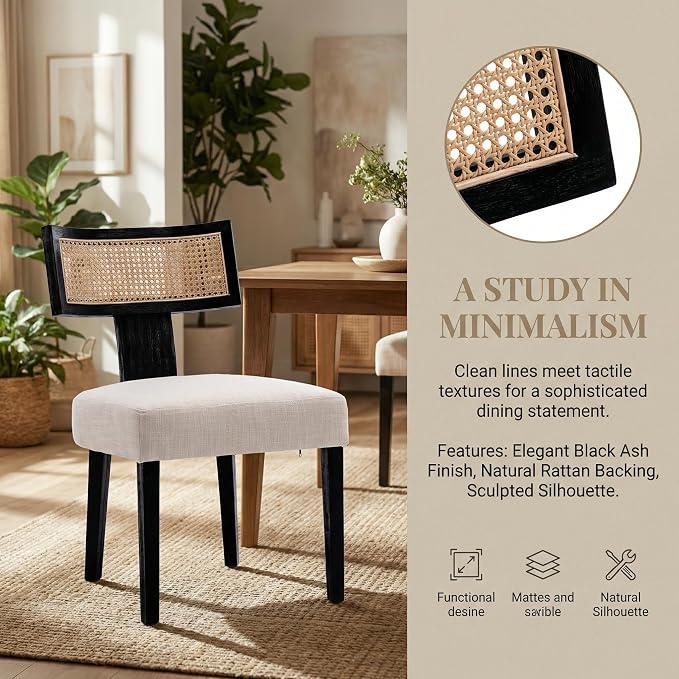 VESCASA Linen Upholstered Dining Chairs - Image 5