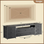 Huuger 78.7 Inch TV Stand for 75, 80 Inch TV, 11 Drawer Long Dresser - Image 3