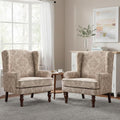 HUIMO Printed Wingback Accent Chair, Linen Upholstered High Back Armchair by HUIMO