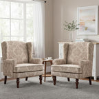 HUIMO Printed Wingback Accent Chair, Linen Upholstered High Back Armchair by HUIMO