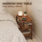 Rattan Side Table Mid Century Modern End Table 3-Tier - Image 3