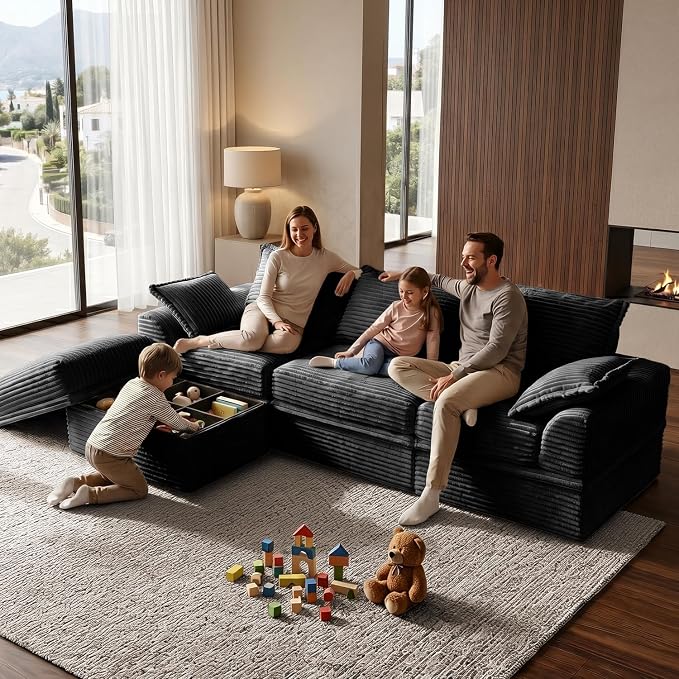 Upgrade Boneless Couch with Storage, Extra Deep&High Seat Modular Sectional - Image 2