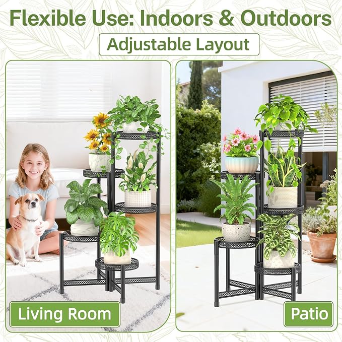 iDavosic.ly Plant Stand Indoor Outdoor, 5 Tier Corner Metal Flower Display - Image 7