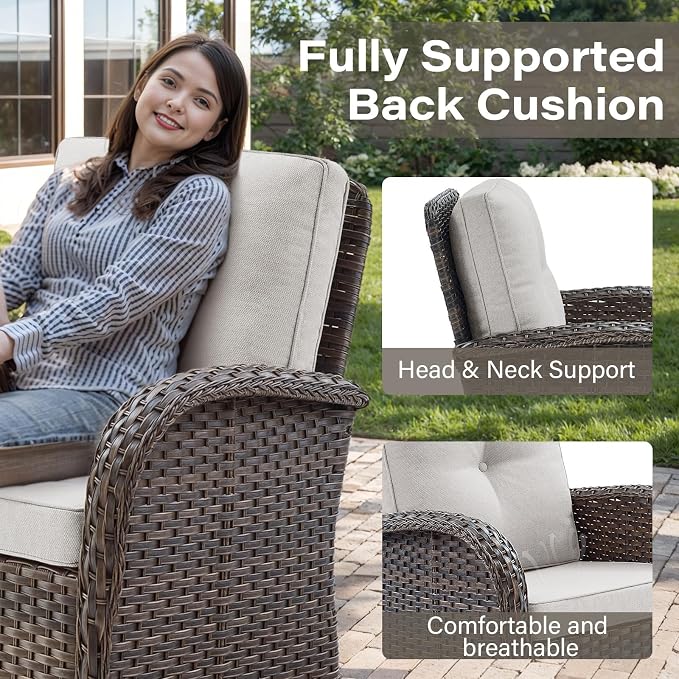 Belord Patio Wicker Chairs Swivel Rocker - Image 5