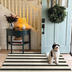 Black and White Striped Entry Rug, 3x5 Non-Slip Indoor Outdoor Rugs | Washable - Image 8