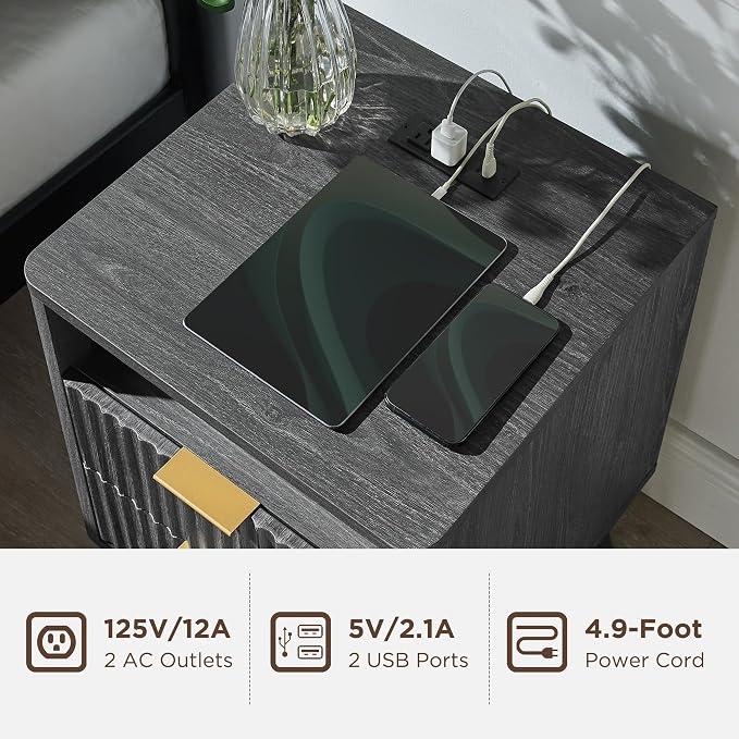 T4TREAM Fluted Nightstand Set of 2 - Image 4