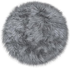 15.7 Inch Grey Mini Round Faux Fur Sheepskin Rugs Small Fluffy Circle Rug - Image 3
