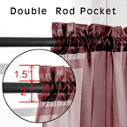 2 Panels Window Burgundy Sheer Curtains 42" x 45" Inches - Image 2