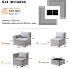 ovios 12 Pieces Patio Furniture Set, Outdoor Wicker Sectional Sofa - Image 8