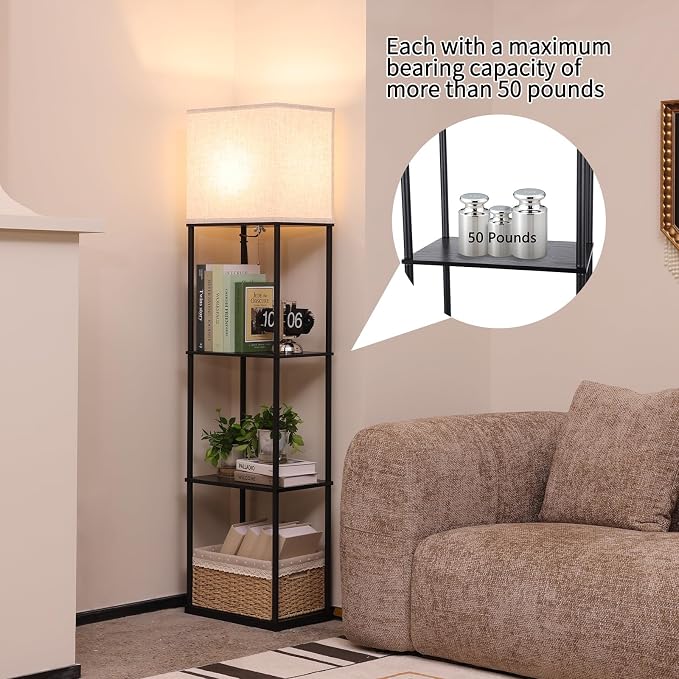 Gupuzm Floor Lamp with Shelves, Large Size Rectangle Standing Lamp with 3 Color - Image 4