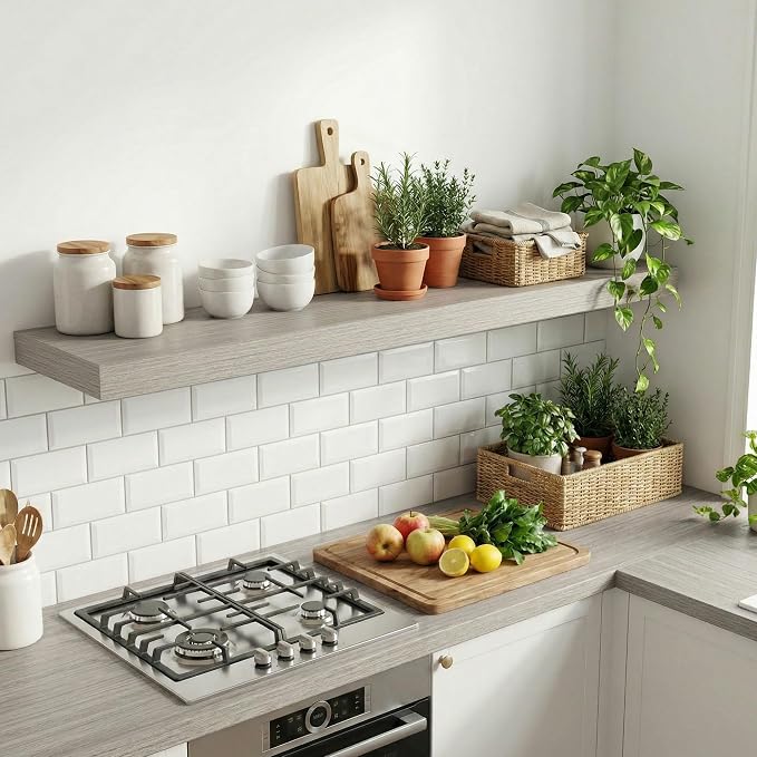 Dreamland Large Floating Shelves, 12 inch Deep Wall Shelves, Rustic Wood - Image 4
