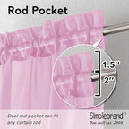 Simplebrand Pink Short Sheer Curtains 45 Inch Length - Image 2