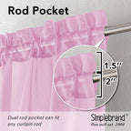 Simplebrand Pink Sheer Curtains 84 Inches Long, Light Filtering Rod Pocket - Image 2