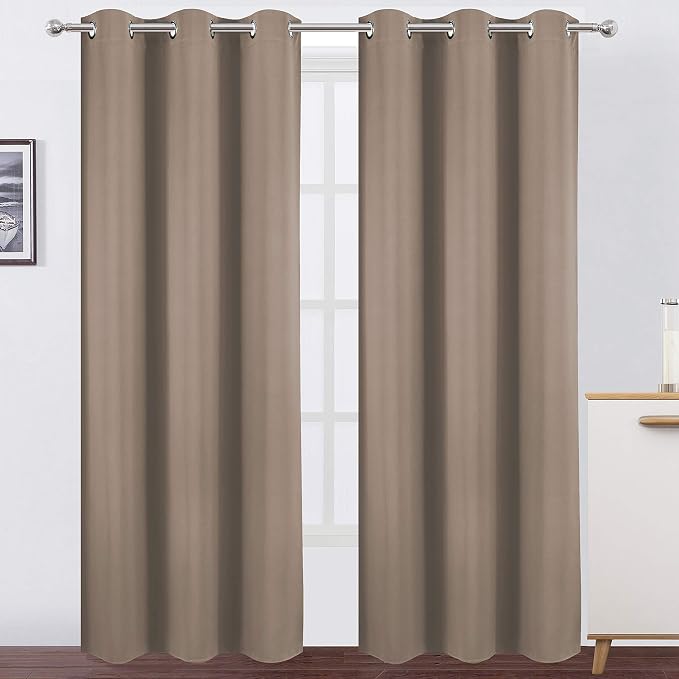 Cappuccino Thermal Blackout Curtains/42 x 84 Inch/Set of 2 Panels Room by Lemomo