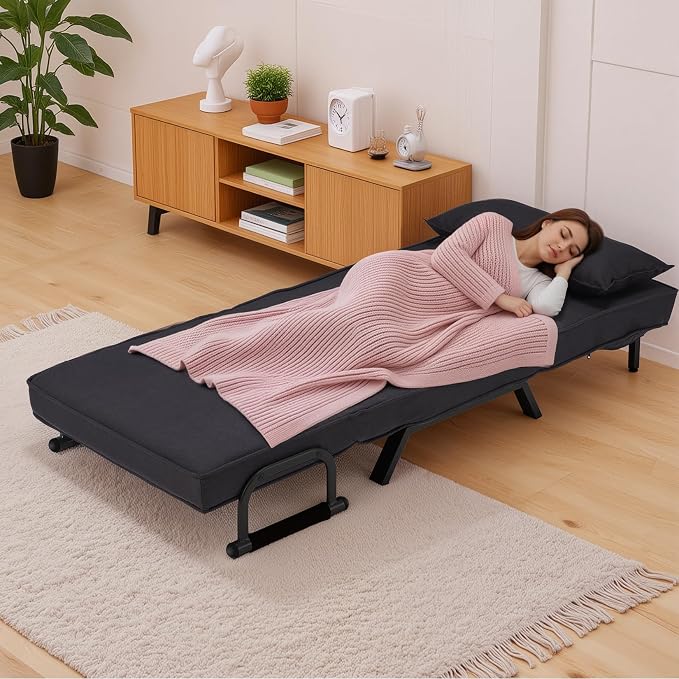 Hupmad Convertible Bed Sleeper Chair, Tri-fold Upholstered Armchair Sleeper - Image 2