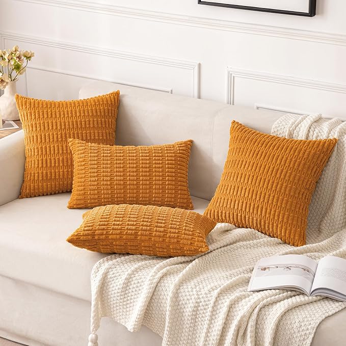 MIULEE Fall Decorative Throw Pillow Covers 16x16 Burnt Orange Pack of 2 | Soft - Image 2