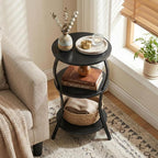 Vintage Small Round Side Table, 3-Tier Slim Waist Circular End Table - Image 7