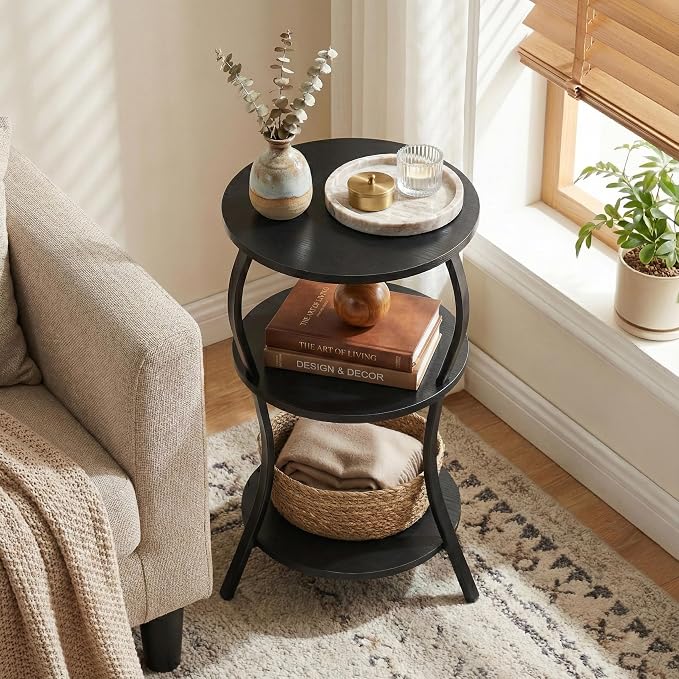 Vintage Small Round Side Table, 3-Tier Slim Waist Circular End Table - Image 7