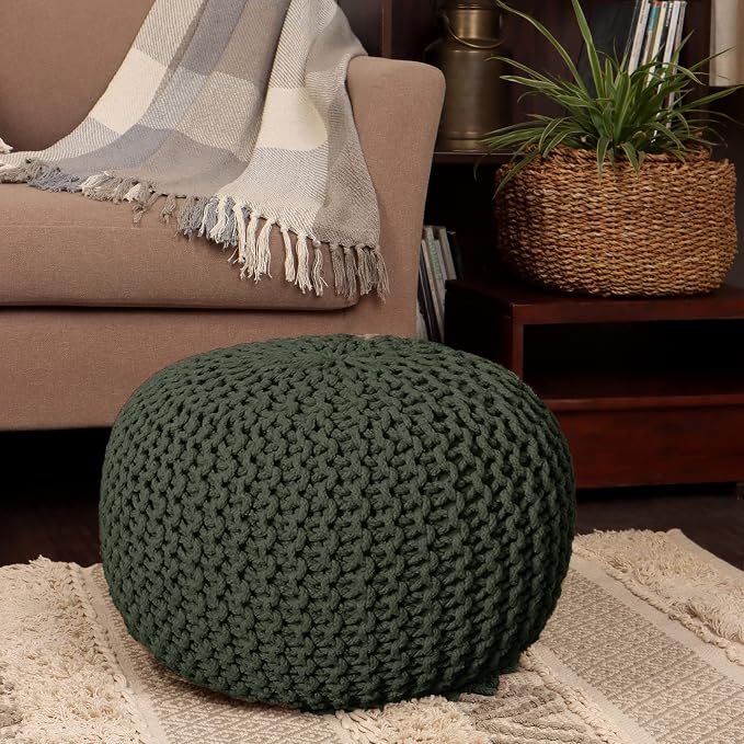 REDEARTH Round Hand Knitted Pouf - Image 2