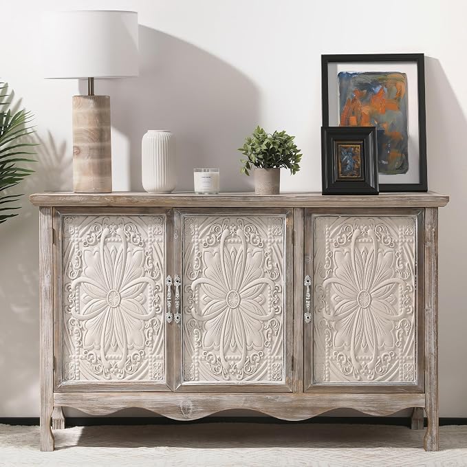 RoyalCraft Buffet Cabinet with Storage, Vintage Solid Wood Sideboard with 3 - Image 7