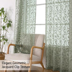 Sage Green Sheer Curtains 63 inch Length - Image 3
