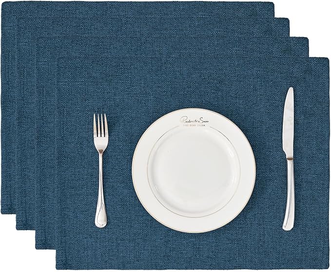 BALCONY & FALCON Placemats Set of 4 Faux Linen Cloth Place Mats Washable by BALCONYFALCON