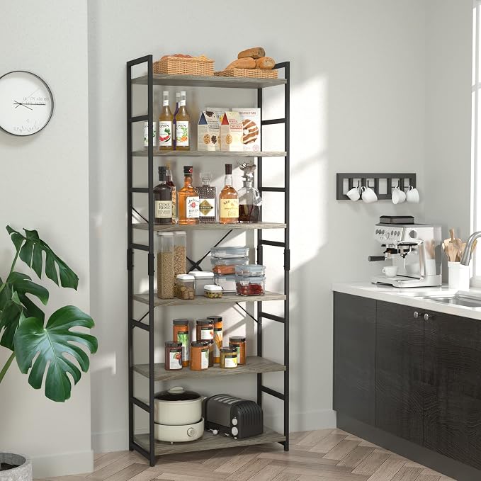 NUMENN 6 Tier Bookshelf, Tall Bookcase Shelf Storage Organizer, Modern Book - Image 2