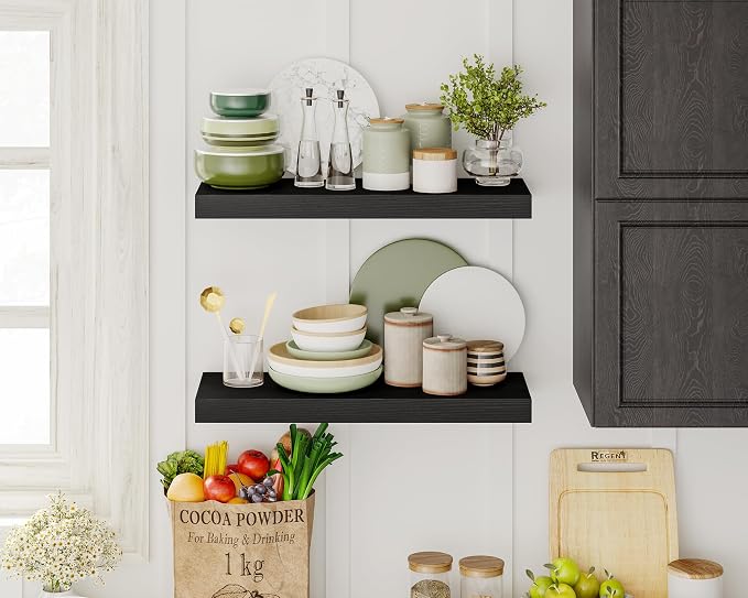 Fixwal Black Shelves, 15.7in Floating Shelves, Farmhouse Shelf Wall Decor - Image 5