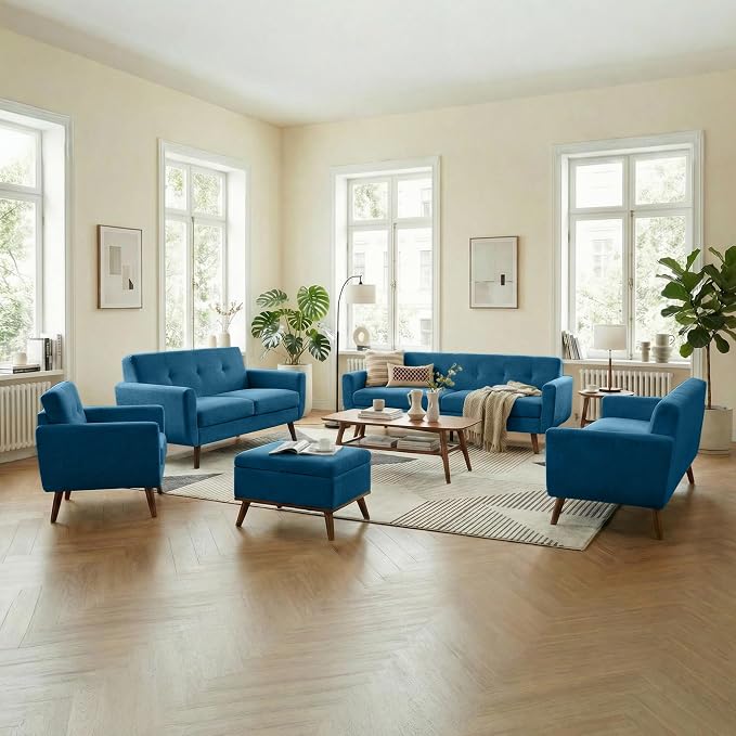 Tbfit 56" W Loveseat Sofa, Mid Century Modern Decor Love Seat Couches - Image 8