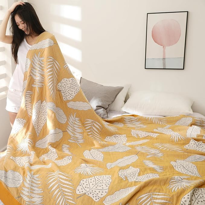 Boho Throw Blanket for Bed 100% Cotton Ultra Soft Rustic Quilt Fall Blanket - Image 3
