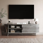 63 inch TV Stand with Power Outlet, Fluted Entertainment Center - Image 7