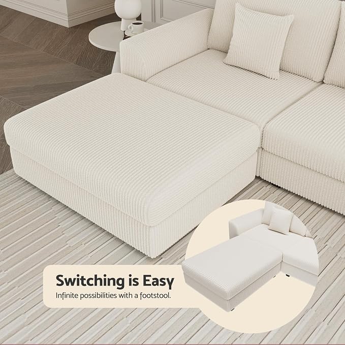 146" Modular Sectional Sofa, Oversized U Shaped, Convertible Sleeper Sofa - Image 7