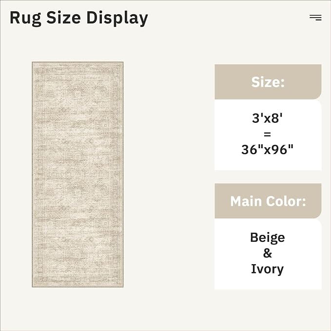 Soalmost Washable Kitchen Runner Rug 3x8 Hallway Entry Rugs Non-Slip, Foldable - Image 5