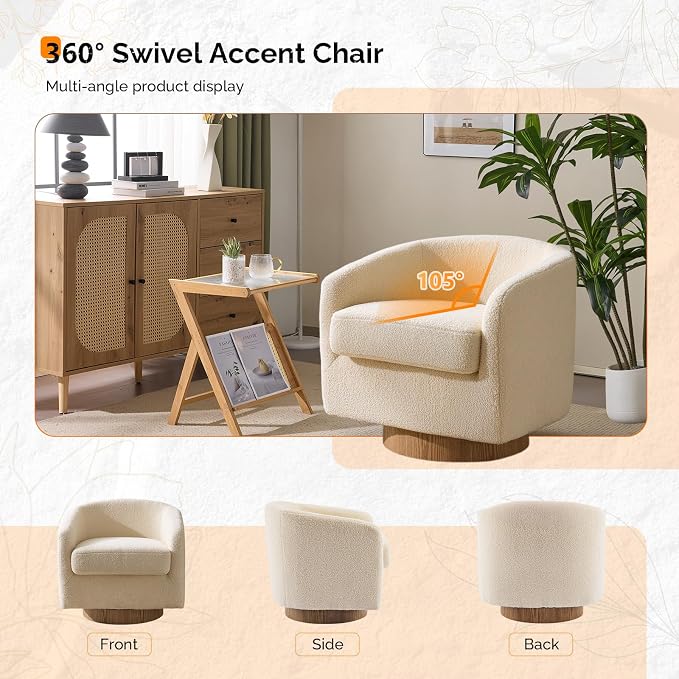 VINGLI 360°Swivel Accent Chairs Set of 2 - Image 5