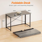 Huuger Folding Desk for Small Spaces, 39.3 Inch Foldable Computer Table - Image 2