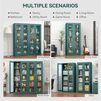 Polup Curio Cabinets with Glass Doors, Tall Bookcase with Adjustable Shelves - Image 9