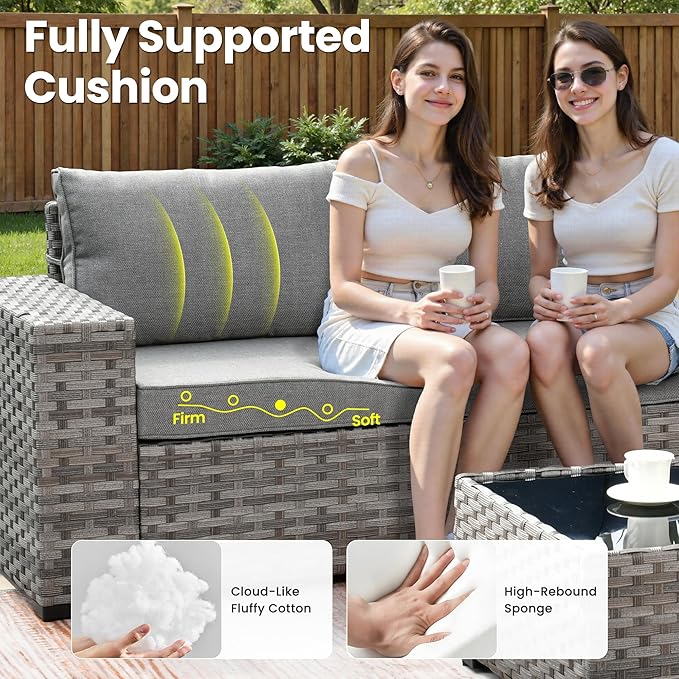 ovios 12 Pieces Patio Furniture Set, Outdoor Wicker Sectional Sofa - Image 5